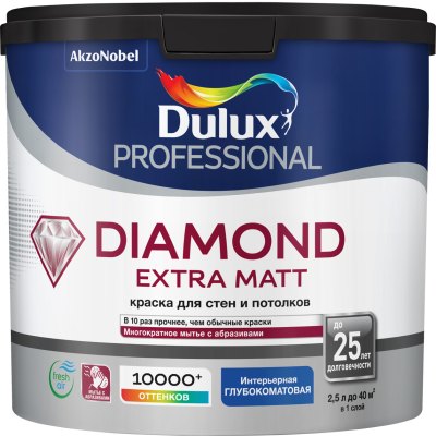Краска DULUX  PROFESSIONAL DIAMOND EXTRA MATT BC глубокоматовая  2,25 л