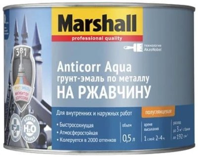 Грунт-эмаль MARSHALL Anticorr Aqua по металлу BW 2 л