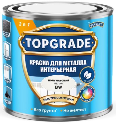 Краска TOPGRADE для металла интерьерная BW 0,5 л