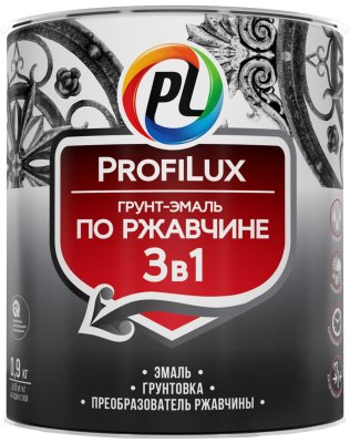 Грунт-эмаль PROFILUX 3 в 1 по ржавчине Черная 0,9 кг