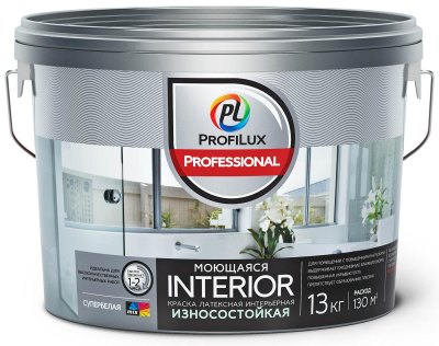 Краска Profilux Professional Interior моющаяся латексная для стен и потолков , база 3 13кг