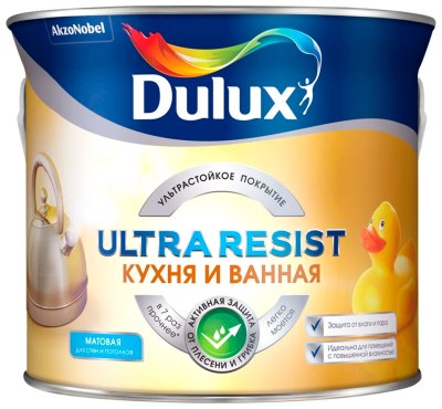 Краска Dulux Ultra Resist Кухня и Ванная полуматовая BW 2,5 л