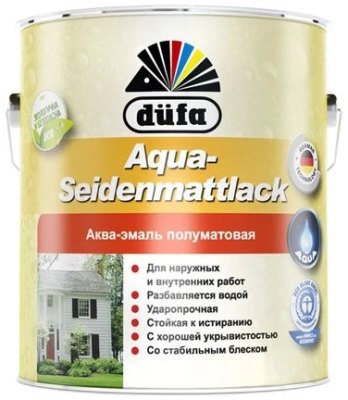 Эмаль DUFA Aqua-seidenmattlack на водной основе полуматовая Белая 750 мл