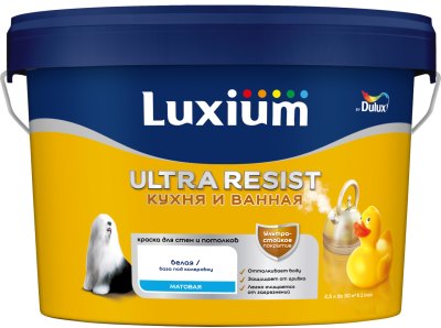 Краска LUXIUM ULTRA RESIST кухня и ванная матовая BW 2,5 л