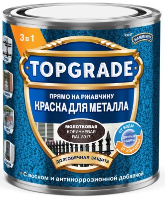 Краска TOPGRADE для металла молотковая 3 в 1