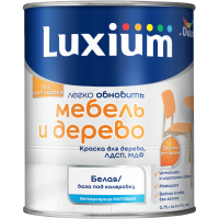 Краска LUXIUM МЕБЕЛЬ и ДЕРЕВО матовая BW 0,75 л