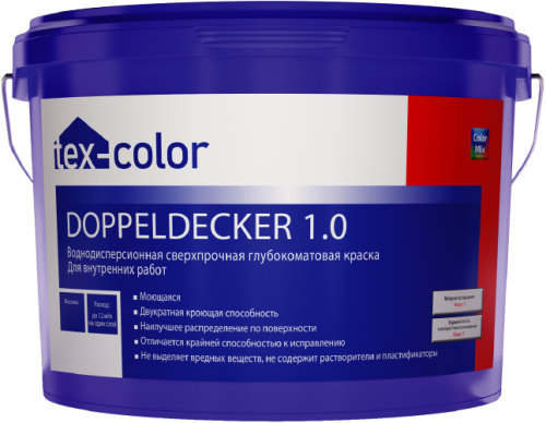 Краска TEX-COLOR  DOPPELDECKER 1.0 интерьерная база 1, 0,9л