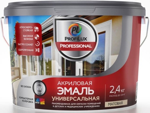 Эмаль PROFILUX Professional универсальная матовая база 1 2,4 кг