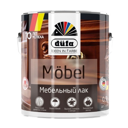 РАСПРОДАЖА DUFA Лак MOBEL мебельный белый 0,9 л, К2