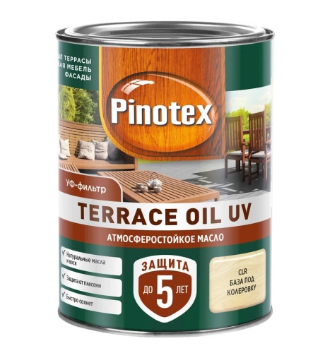 Атмосферостойкое масло PINOTEX TERRACE OIL UV база CLR (0,9 л) 