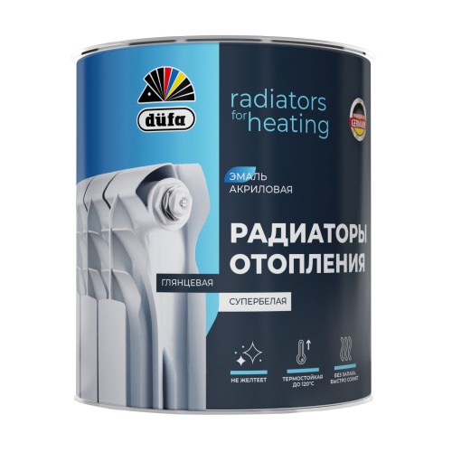 Эмаль DUFA  РАДИАТОРЫ ОТОПЛЕНИЯ акриловая база 1 0,75 л Эмаль DUFA  РАДИАТОРЫ ОТОПЛЕНИЯ акриловая база 1 0,75 л