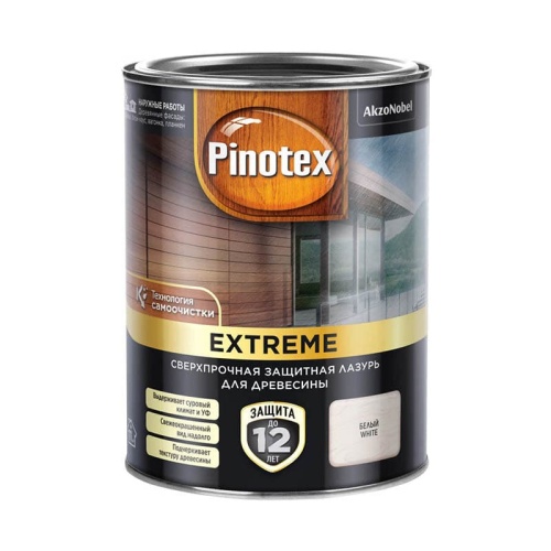 Лазурь PINOTEX Extreme для дерева с эффектом самоочистки Белый 0,9 л