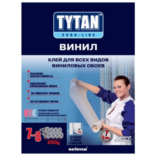 РАСПРОДАЖА Tytan Euro-line Винил клей для всех видов виниловых обоев (с индикатором) 250 гр, К2