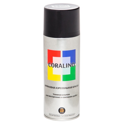 Краска CORALINO аэрозольная универсальная RAL9005 черная глянцевая 200 г Краска CORALINO аэрозольная универсальная RAL9005 черная глянцевая 200 г