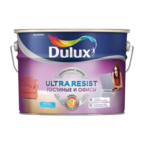 Краска Dulux Ultra Resist Гостиные и офисы BC 9 л