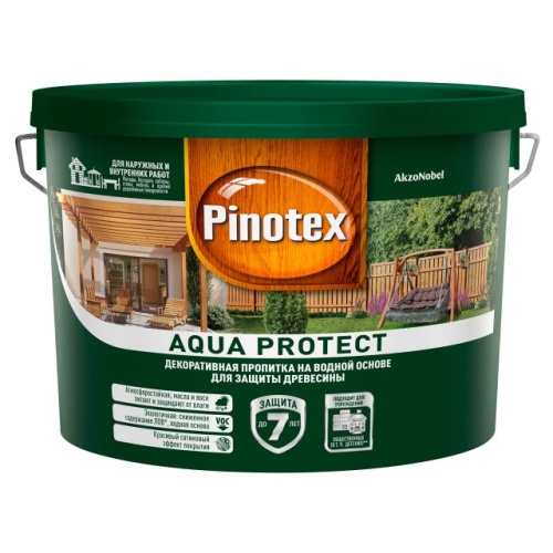 Колерованная Пропитка Pinotex Aqua Protect декоративная для защиты древесины