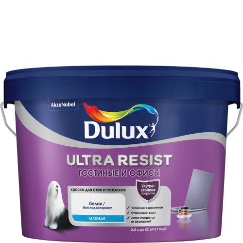 Краска Dulux Ultra Resist Гостиные и офисы BW 2,5 л