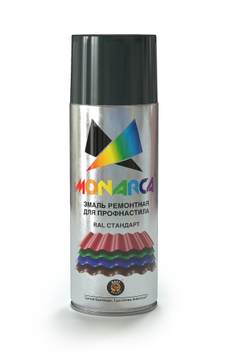 Эмаль аэрозольная MONARCA 76005 для профнастила 520 мл, 270г., RAL6005 Зеленый Мох