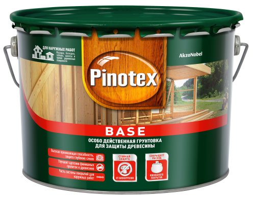 РАСПРОДАЖА Грунт для древесины PINOTEX BASE 9 л, К2 РАСПРОДАЖА Грунт для древесины PINOTEX BASE 9 л, К2